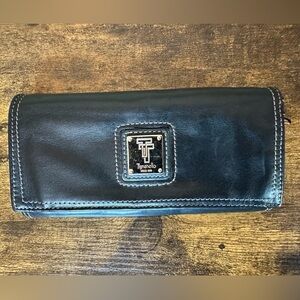 Tignanello Black Leather Wallet with Logo